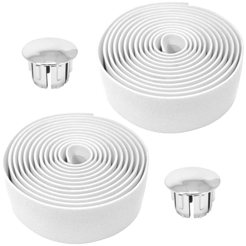 Mousse EVA 2x Guidoline De Vélo Ruban De Cintre Mousse Confort EVA Adhésif Bouchon Chromé Cycle Route Fixie Singlespeed, Blanc