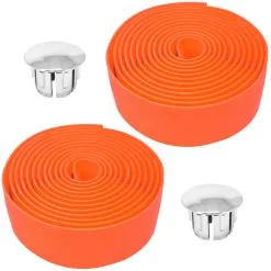 Mousse EVA 2x Guidoline De Vélo Ruban De Cintre Mousse Confort EVA Adhésif Bouchon Chromé Cycle Route Fixie Singlespeed, Orange
