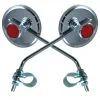 2x RETROVISEUR VELO ROND CHROME Ø75MM CATADIOPTRE ROUTE VILLE GUIDON VINTAGE