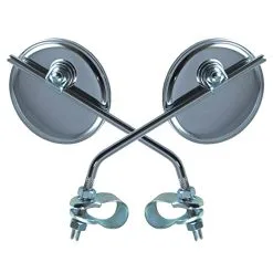 2x RETROVISEUR VELO ROND CHROME Ă75MM ROUTE VILLE GUIDON 22MM VINTAGE CYCLE