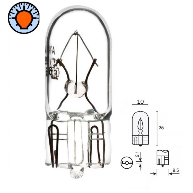 Verre Ampoule 12V 2W T10 W2.1x9.5 Wedge