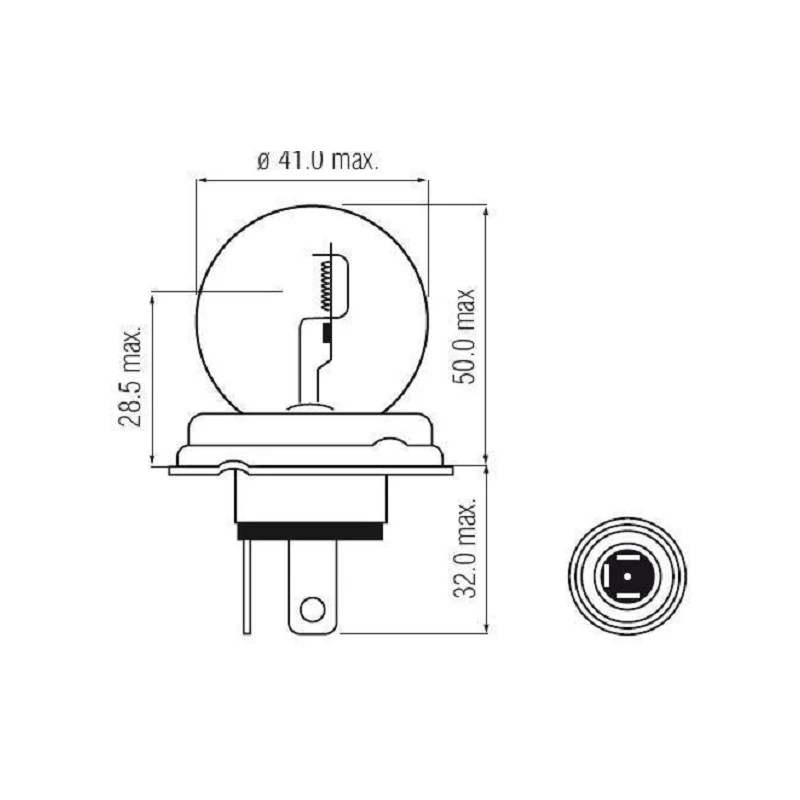 Verre AMPOULE 6V 45/40W P45T R2 JAUNE PHARE LAMPE PORSCHE 2 CV BEETLE SAMBA TALBOT – Image 2