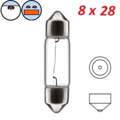 Verre Ampoule Navette 12V 3W SV7 8x28 Mm