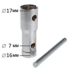 Clé à Bougie 16mm + 17mm Hexagonale Avec Manche Amovible Moto Scooter