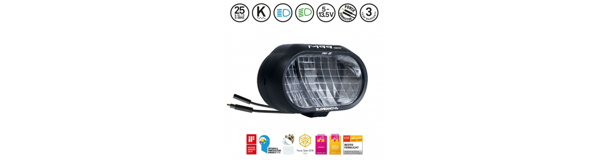 Supernova Eclairage Avant M99 Mini Pro-25 5-12 V E-bike