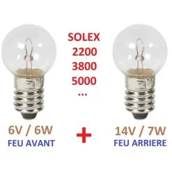 Verre KIT AMPOULE AVANT ARRIERE SOLEX 330 660 1400 1700 2200 3300 3800 4600 5000 45CC