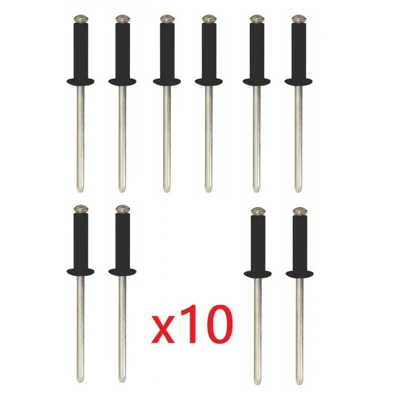 Kit De 10 Rivets Noirs Plaque D'immatriculation