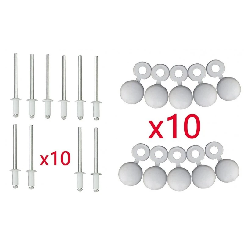 Lot De 10 Rivets + Cache Rivet Blanc Plaque D'IMMATRICULATION Voiture Auto Moto Scooter MOBYLETTE Protection Plastique Aveugle