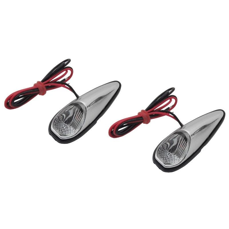Paire De Clignotant Goutte D'eau Chromé A Ampoule Pour Moto Scooter – Image 2