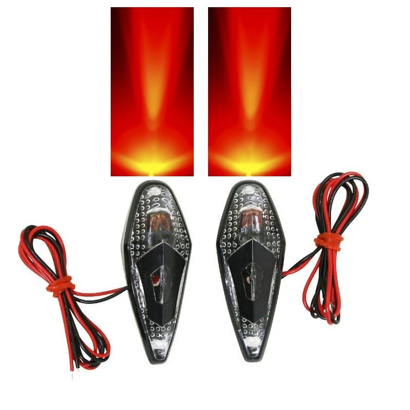 Paire De Clignotant Goutte D'eau Wing Noir A Ampoule Orange Pour Moto Scooter
