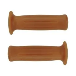 Caoutchouc PAIRE DE POIGNEE CYCLO MOTO 120MM MARRON DOMINO REVETEMENT VINTAGE BALLON